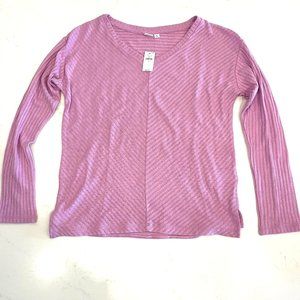 NWT : GAP : Softspun Lightweight Chevron Ribbed Knit Sweater : Lilac : Small